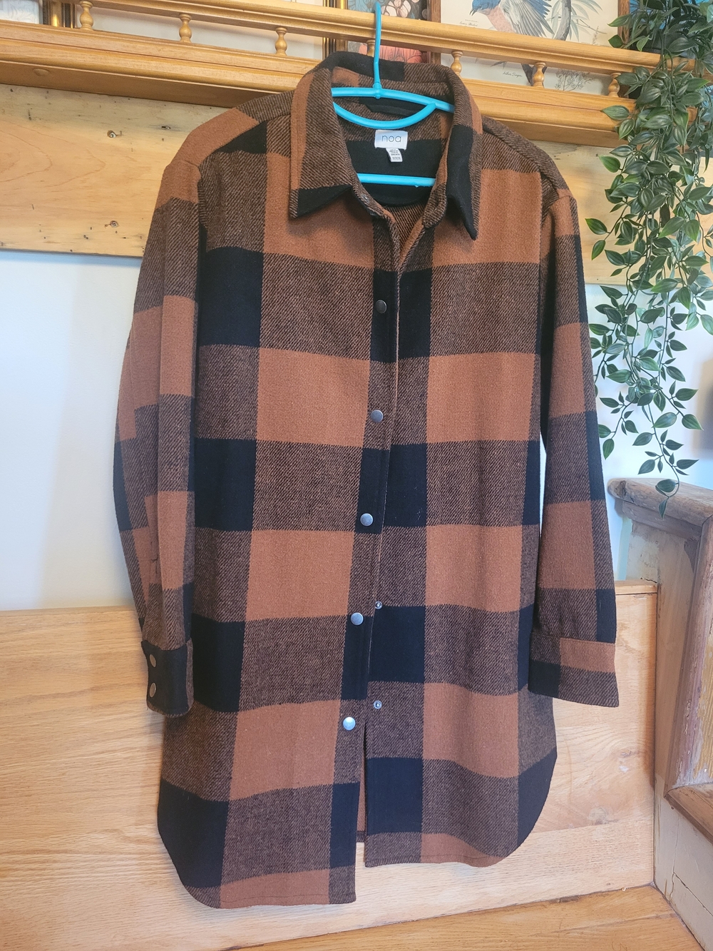 Brown & Black Buffalo Check Button-Up Shirt Jacket